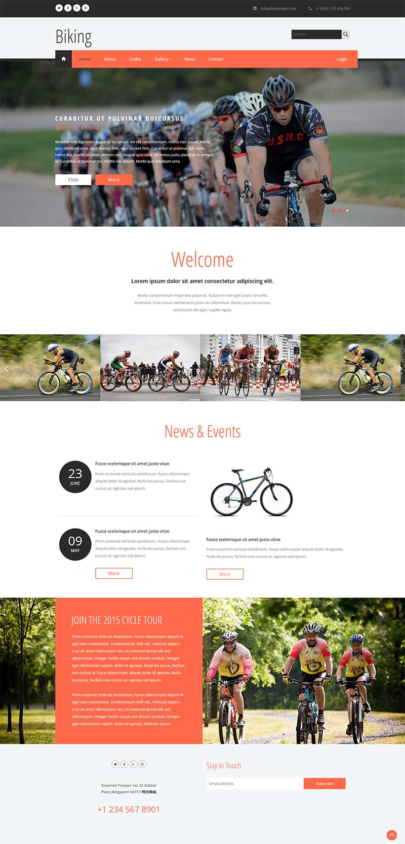 户外骑行俱乐网页模板 自行车门户静态html网站模板